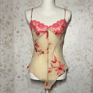 Victoria's Secret Floral Lace Chemise - Pink and Cream